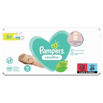 Pampers Sensitive Chusteczki 6 opakowania = 480 chusteczek