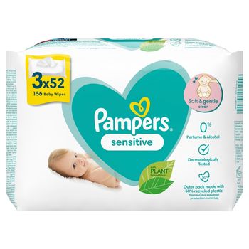 Pampers Sensitive Chusteczki nawilżane dla dzieci,  opakowania = 156 chusteczek