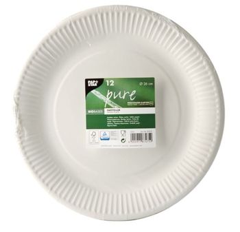 PAPSTAR Talerze białe z papieru, średnica 26 cm, 12szt.