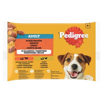 Pedigree Mokra karma dla dorosłych psów wybór smaków w galaretce 400 g (4 x 100 g)