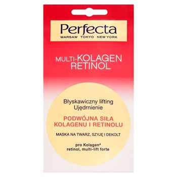 Perfecta Multi-Kolagen Retinol Podwójna siła kolagenu i retinolu Maska na twarz szyję i dekolt 8 ml