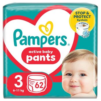 Pieluchomajtki Pampers Active Baby, rozmiar 3, pieluszki 62, 6kg-11kg