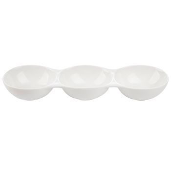 Półmisek Trójdzielny do Dipów Adria Florina Porcelanowy Biały