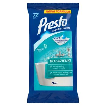 Presto Ściereczki nawilżane do łazienki 72 sztuki