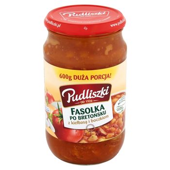 Pudliszki Fasolka po bretońsku z kiełbasą i boczkiem 600 g