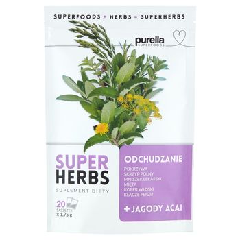 Purella Superfoods Suplement diety Superherbs odchudzanie 35 g (20 x 1,75 g)