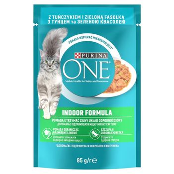 PURINA ONE Indoor Formula Karma dla kotów z tuńczykiem i zielona fasolką 85 g