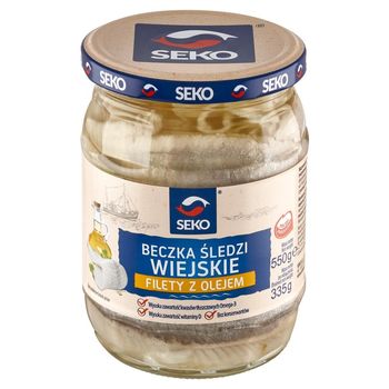 SEKO Beczka śledzi Filety z olejem wiejskim 550 g