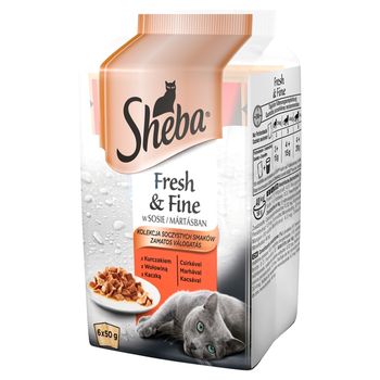 Sheba Fresh & Fine w sosie Karma pełnoporcjowa kolekcja soczystych smaków 300 g (6 x 50 g)