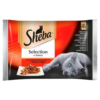 Sheba Selection in Sauce Karma pełnoporcjowa kolekcja soczystych smaków 340 g (4 x 85 g)