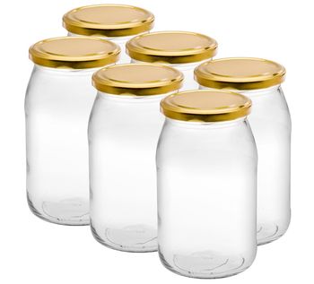 Komplet Słoików FLORENTYNA 900 ml Złota Nakrętka 6 szt.