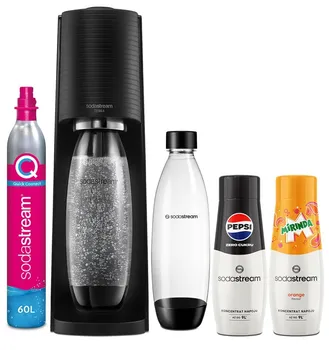 SodaStream Terra Ekspres do gazowania wody Mega zestaw: 2 butelki + 2 Syropy