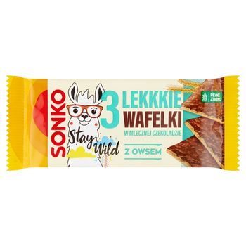 Sonko Stay Wild Lekkie wafelki z owsem w mlecznej czekoladzie 36 g (3 sztuki)