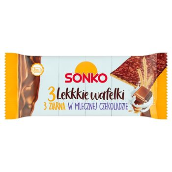 Sonko Kids Lekkie wafelki 3 ziarna w mlecznej czekoladzie 36 g (3 sztuki)
