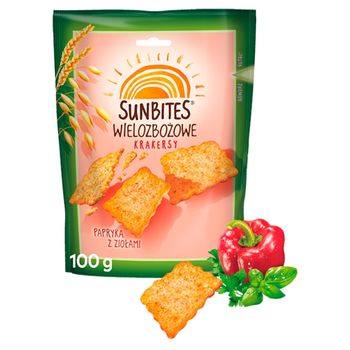 Sunbites Wielozbożowe krakersy papryka z ziołami 100 g
