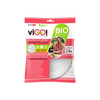 Talerze Papierowe Vigo BIO Białe 18 cm, 24 sztuki