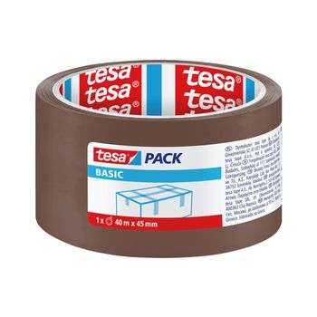 Tesa Taśma pakowa BASIC, do podstawowych zadań związanych z pakowaniem, 40m:45mm, brązowa