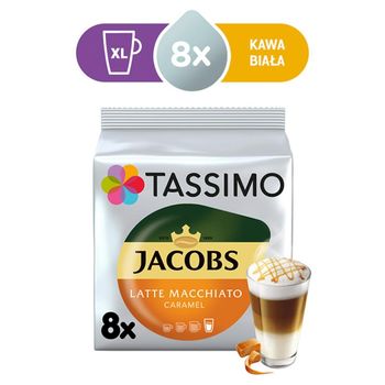 Tassimo Jacobs Latte Macchiato Caramel Kawa w kapsułkach 8 sztuk i mleko 8 sztuk 268 g
