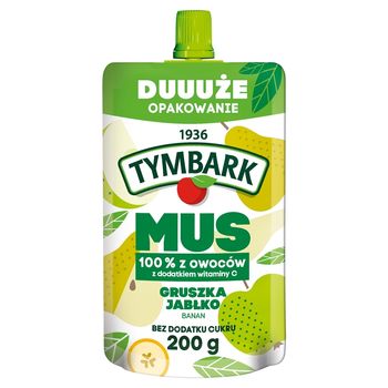 Tymbark Mus 100 % z owoców gruszka jabłko banan 200 g
