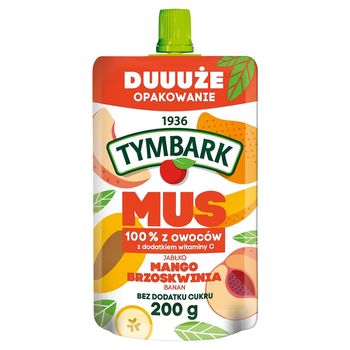 Tymbark Mus 100 % z owoców jabłko mango brzoskwinia banan 200 g