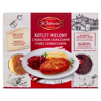 U Jędrusia Kotlet mielony z buraczkami zasmażanymi i puree ziemniaczanym 400 g