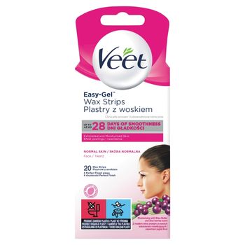 Veet Easy-Gel Plastry z woskiem skóra normalna 20 sztuk i 4 chusteczki