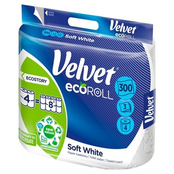 Velvet ecoRoll Delikatnie Biały Papier toaletowy 4 rolki