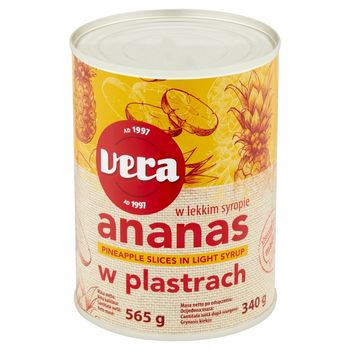 Vera Ananas w plastrach w lekkim syropie 565 g