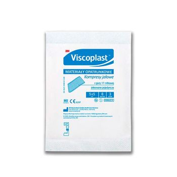 Viscoplast Jałowe kompresy gazowe z gazy bawełnianej 17-nitkowe 8 warstw 5 cm x 5 cm 3 sztuki
