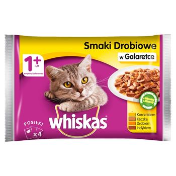 Whiskas 1+ lat Karma pełnoporcjowa smaki drobiowe w galaretce 400 g (4 x 100 g)