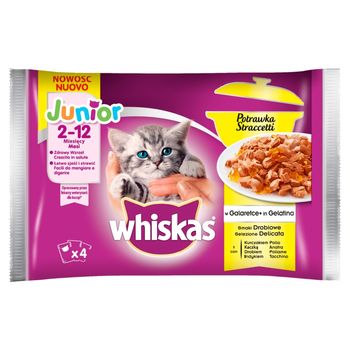 Whiskas Junior Karma 2-12 miesięcy potrawka w galaretce smaki drobiowe 340 g (4 x 85 g)