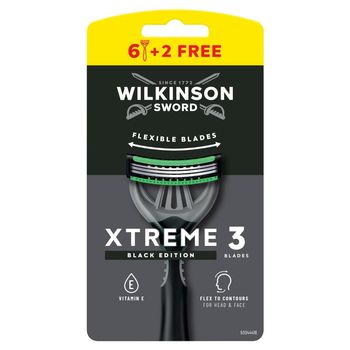 Wilkinson Sword Xtreme 3 Black Edition Maszynka do golenia z 3 ostrzami 8 sztuk