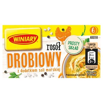 Winiary Rosół drobiowy z dodatkiem soli morskiej 60 g (6 sztuk)