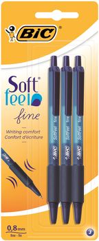 Zestaw długopisów BIC Soft Feel Click Grip Fine Niebieski 3 szt 3086123256460