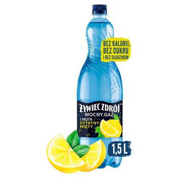 Żywiec Zdrój Mocny Gaz Napój gazowany i nuta cytryny-mięty 1,5 l