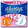Always Ultra Sensitive Normal Plus (rozmiar 1) Podpaski ze skrzydełkami, 10
