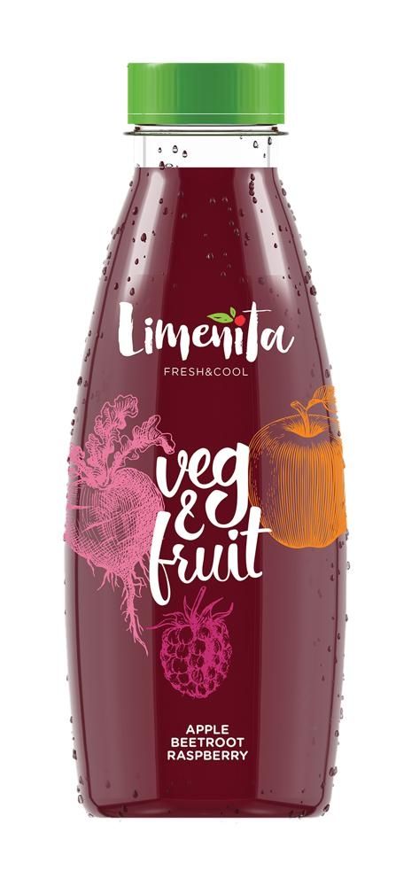 100% wyciśnięty sok i puree z jabłek, buraka i malin Limenita 500 ml