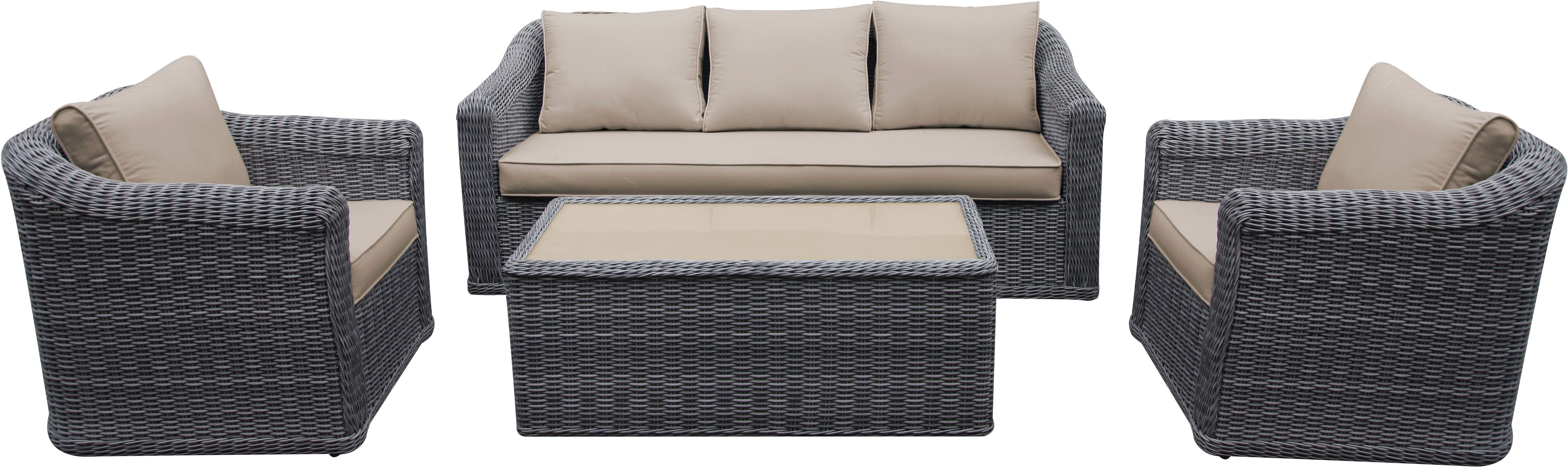 2x fotel CARREFOUR Zestaw mebli wiklinowych (sofa + stoliki + 2 kanapy osobowe) GD73427