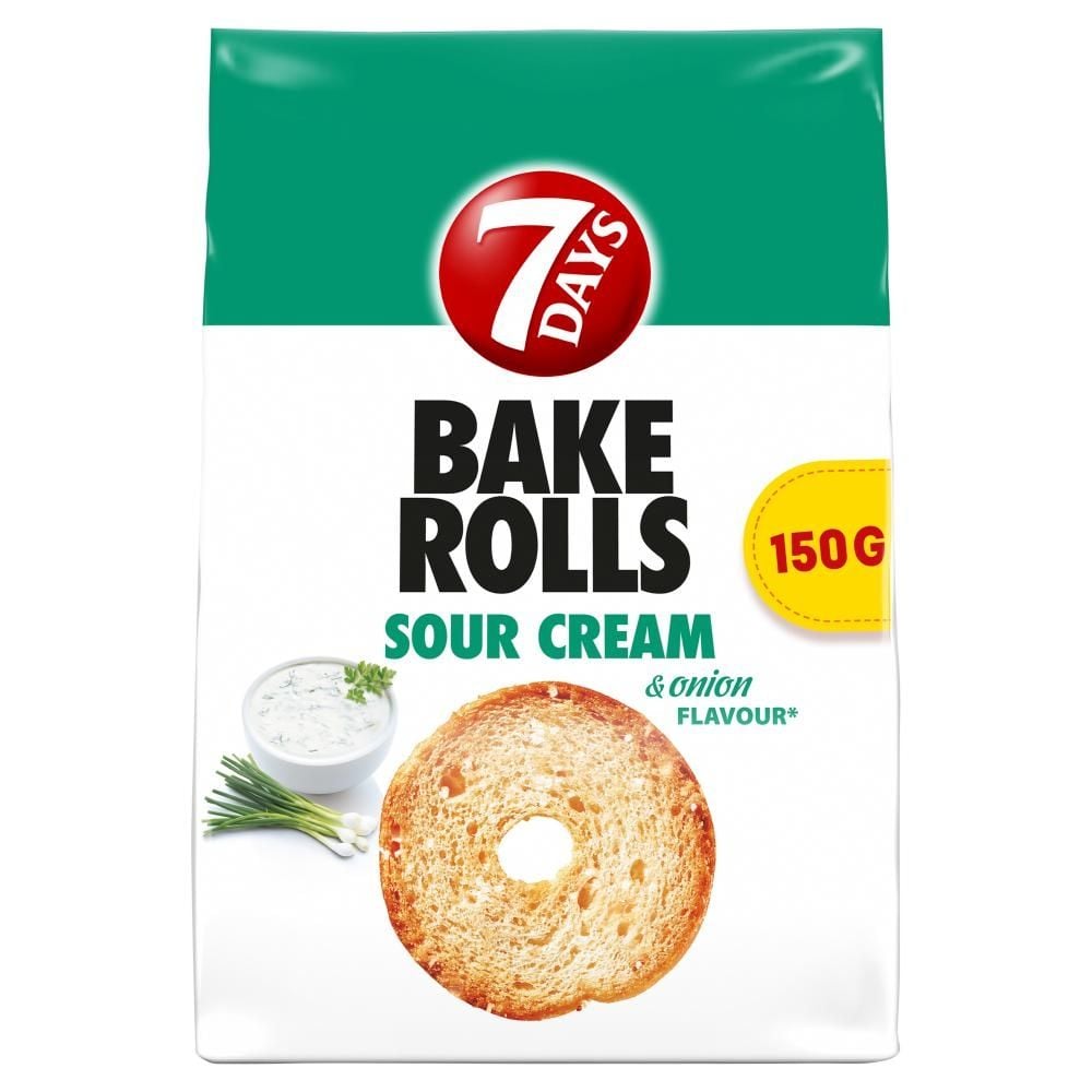 7 Days Bake Rolls Chrupki chlebowe o smaku śmietanowo cebulowym 150 g