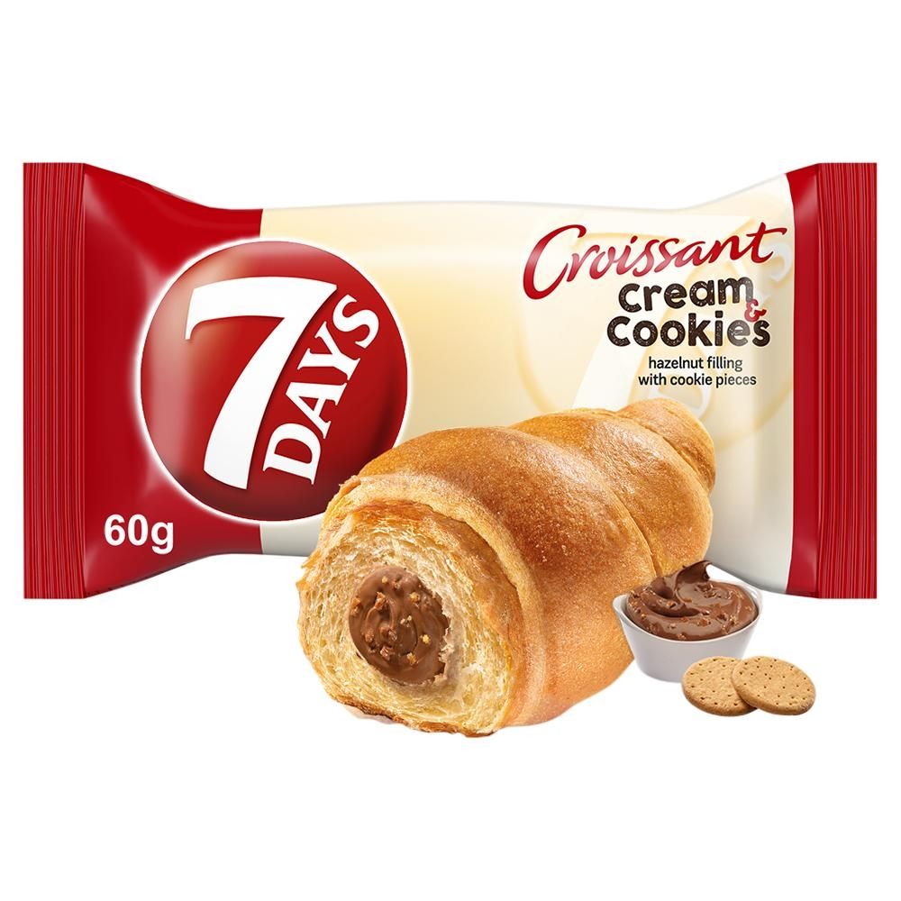 7 Days Cream & Cookies Rogalik z kremem z orzechów laskowych z kawałkami ciastek 60 g