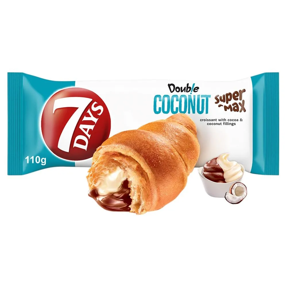 7 Days Doub!e Super Max Rogalik z nadzieniem kakaowym i o smaku kokosowym 110 g