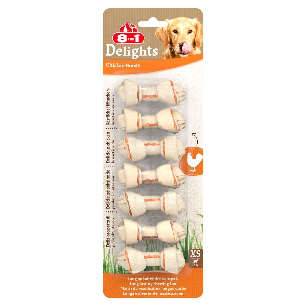 8in1 Delights Chicken Bones XS Kości do żucia dla psów ras ozdobnych 7 x 12 g