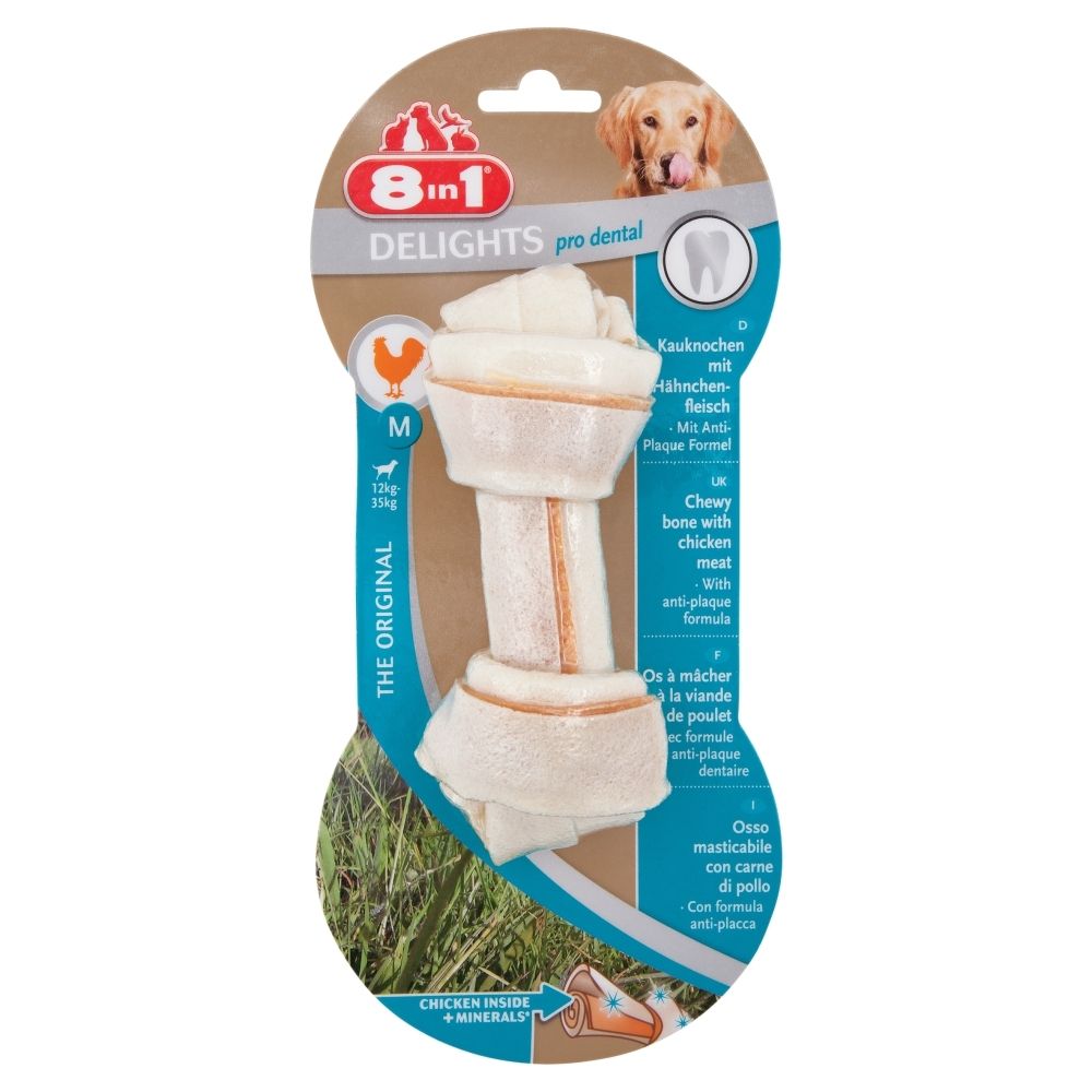 8in1 Delights Pro Dental Chicken Bone M Kość do żucia dla czystych zębów psów ras średnich 65 g