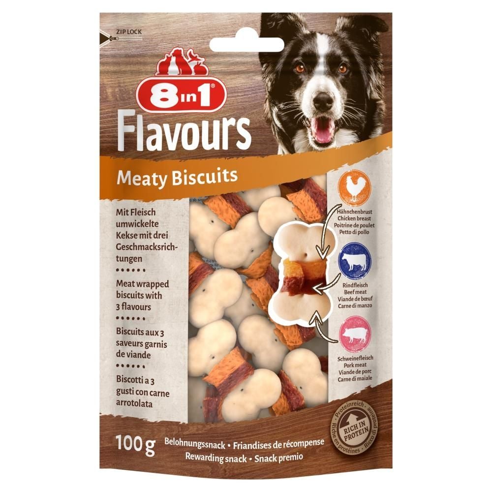 8in1 Flavours Meaty Biscuits Pokarm uzupełniający dla psów dorosłych 100 g