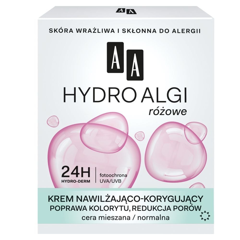 AA Hydro Algi różowe Krem nawilżająco-korygujący cera mieszana normalna dzień 50 ml