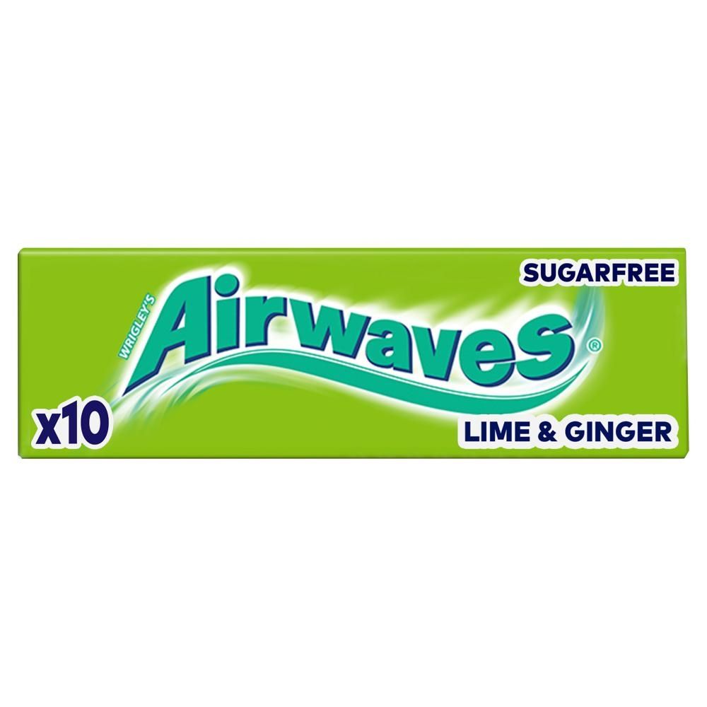 Airwaves Lime & Ginger Bezcukrowa guma do żucia 14 g (10 sztuk)