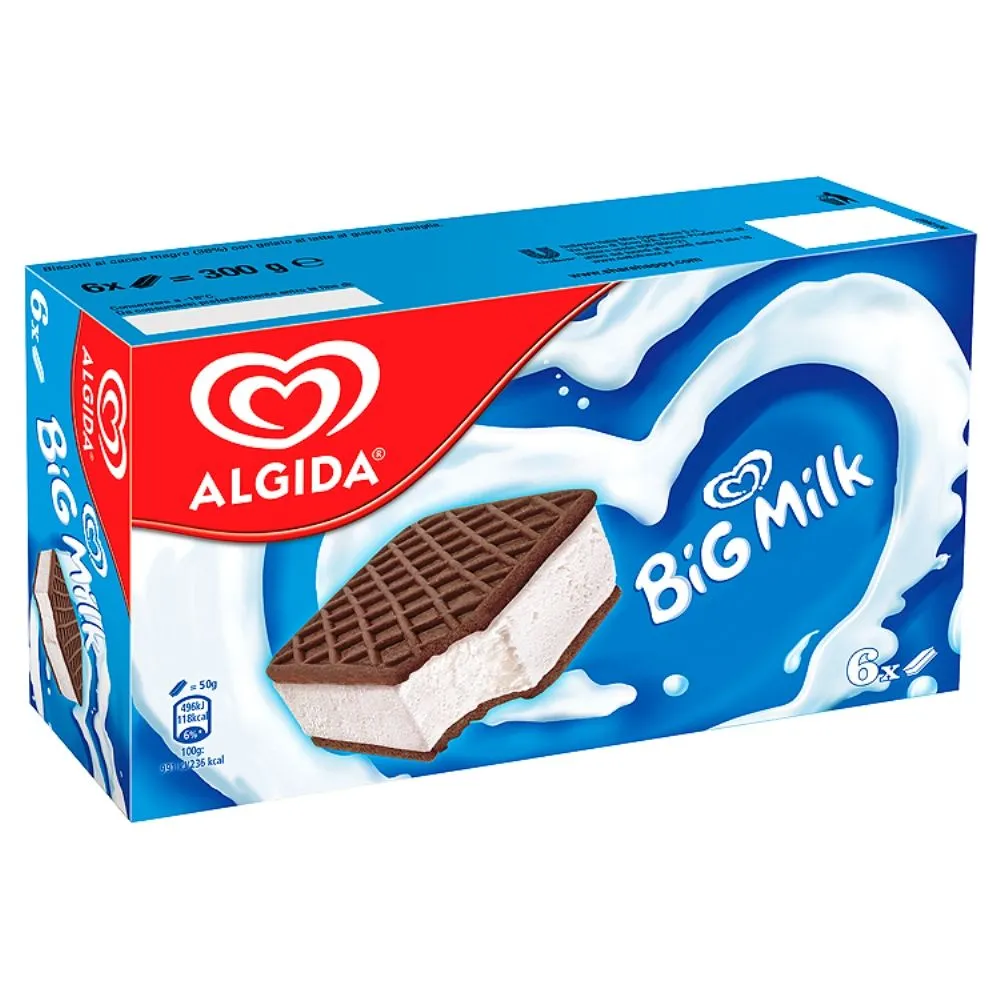 Algida Big Milk Cookie Extra Lody 300 g (6 sztuk)