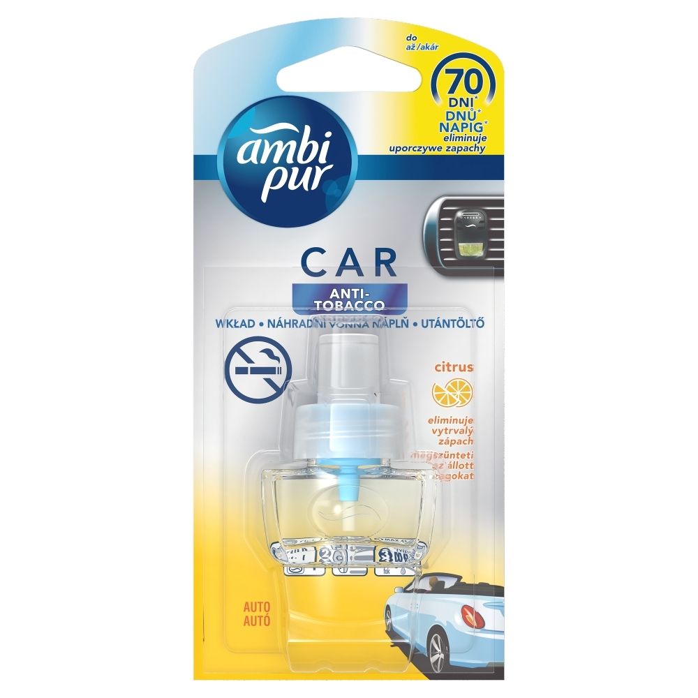 Ambi Pur Car Anti Tobacco Samochodowy odświeżacz powietrza, klips, 1 sztuka