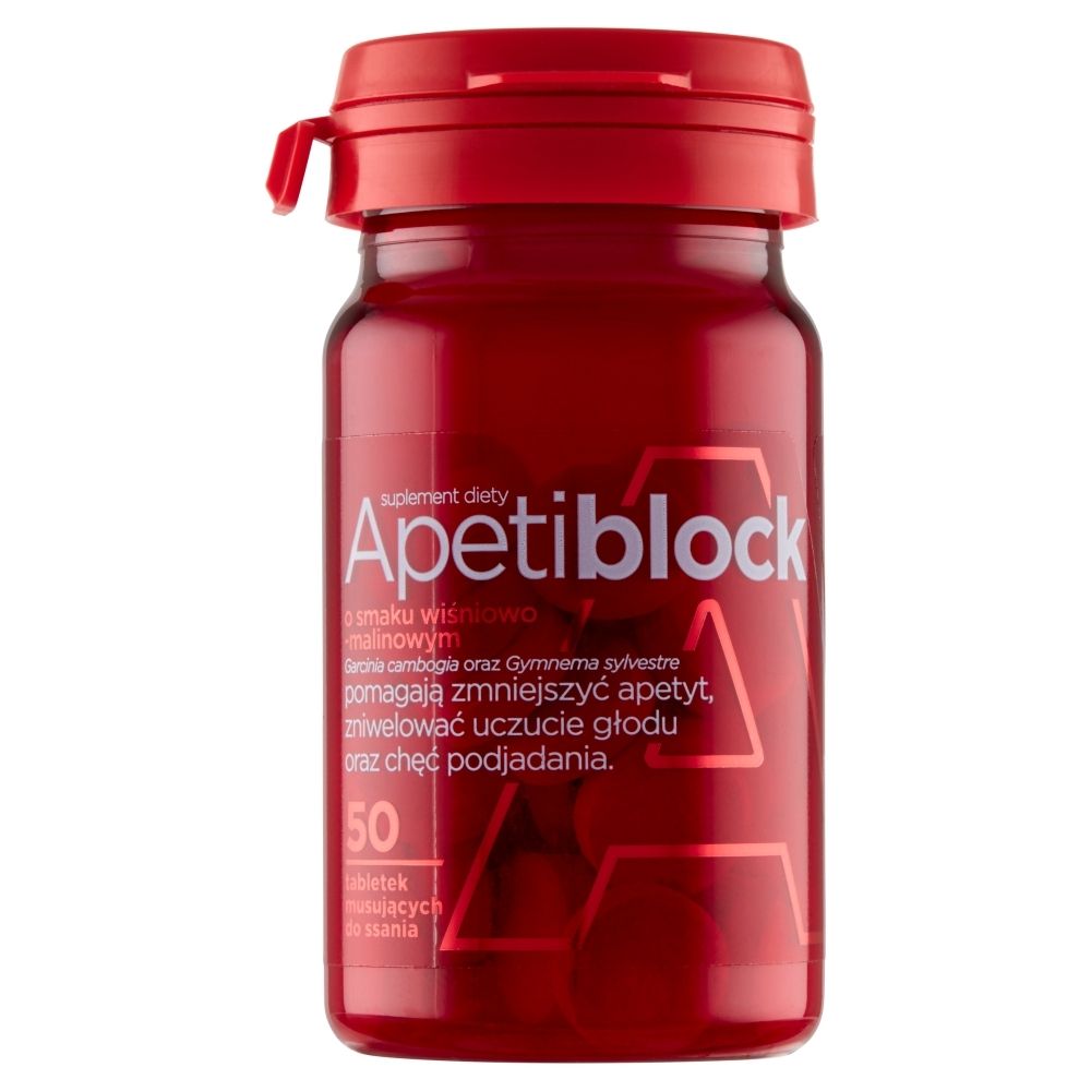 Apetiblock Suplement diety o smaku wiśniowo-malinowym 50 sztuk