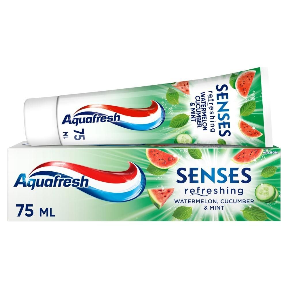 Aquafresh Senses Refreshing Watermelon Cucumber & Mint Pasta do zębów z fluorkiem 75 ml